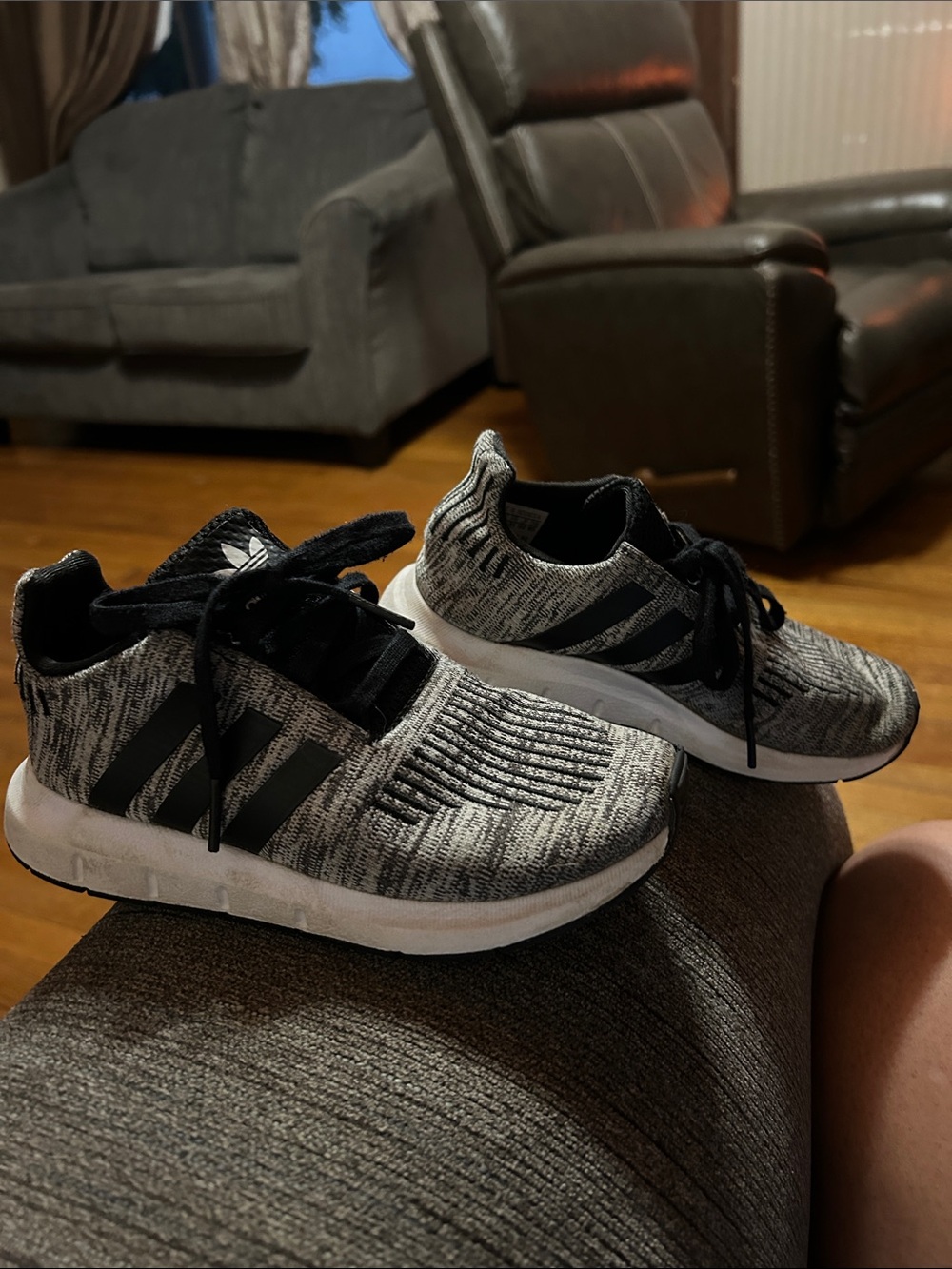 adidas Kids Black and Gray Knit Sneakers - Picture 2 of 5